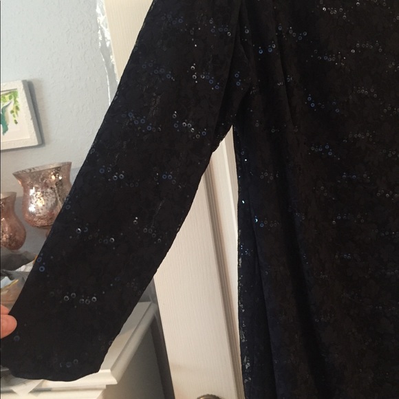 Chaps Navy Gathered Lace & Sequin Sheath Dress 22W - Picture 2 of 8